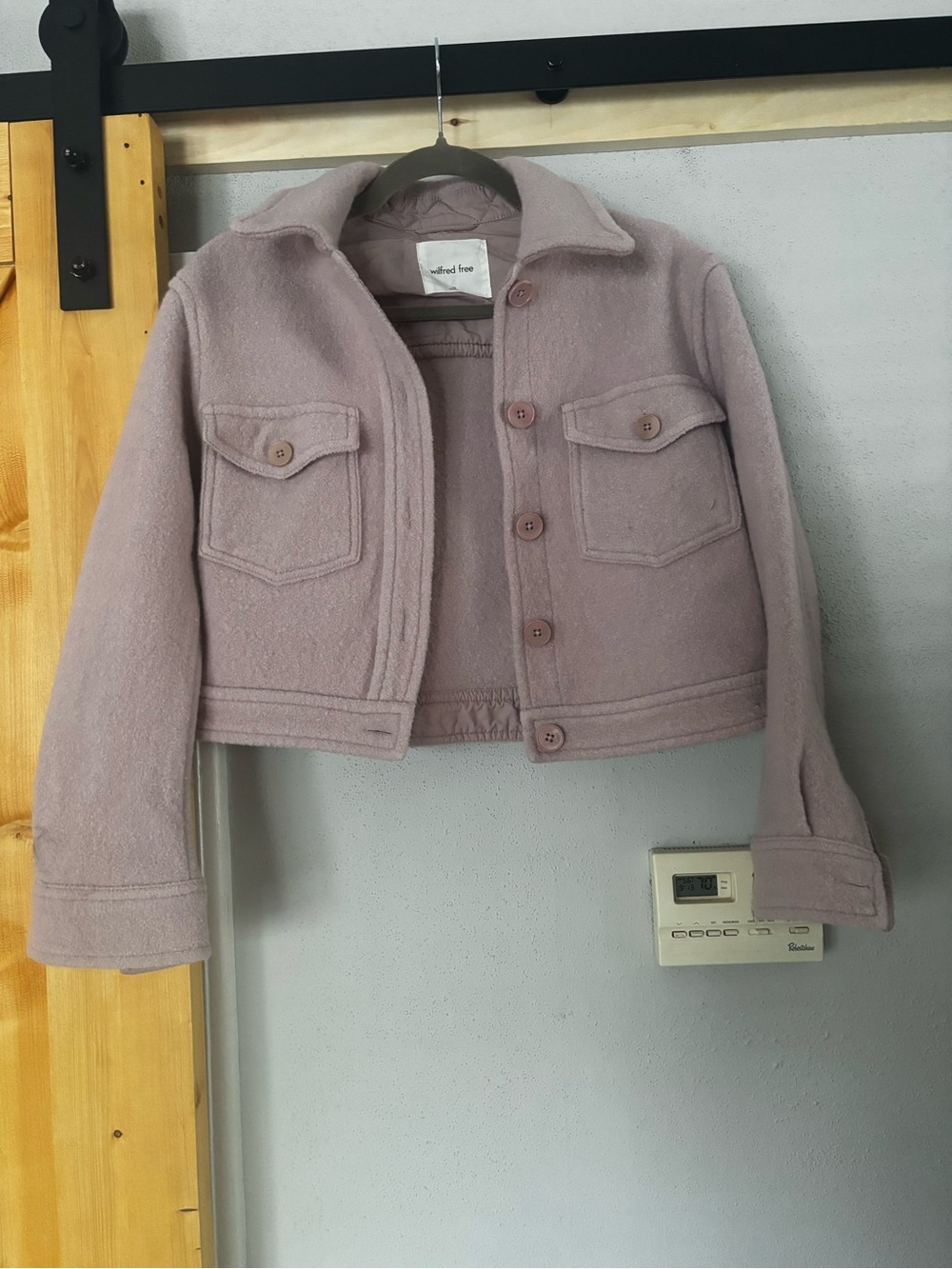 Aritzia Wilfred Free Ganna Cropped  Jacket 100% Merino Wool Dusty Rose  XS